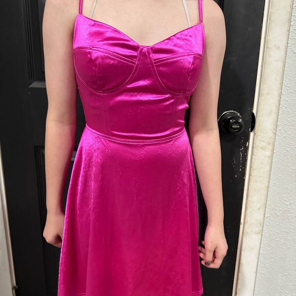 Vibrant Pink Spaghetti Strap Dress